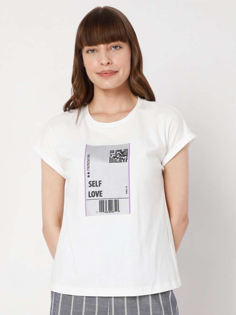 Buy Vero Moda Women White Typography Printed T shirt Tshirts for Women 17607148 Myntra