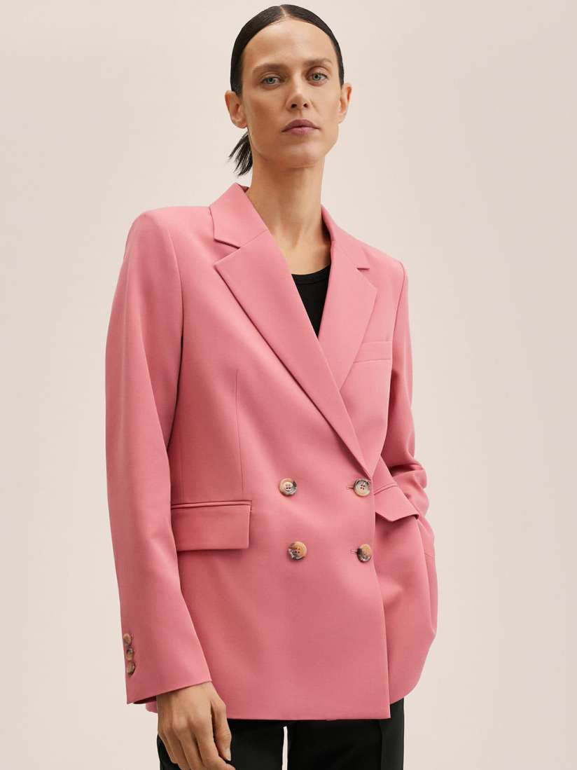 Buy MANGO Women Dusty Pink Solid Double Breasted Blazer Blazers for Women 17607846 Myntra
