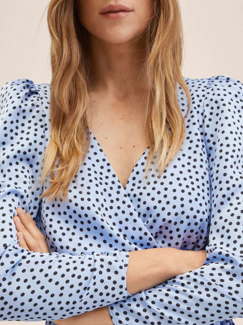 Buy MANGO Blue Polka Dots Print Wrap Midi Dress Dresses for Women 17608716 Myntra