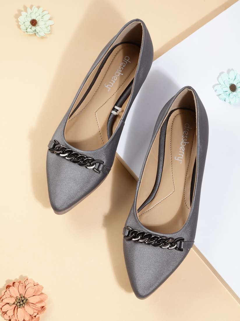 Buy DressBerry Women Grey Solid Ballerinas Flats for Women 17608820 Myntra