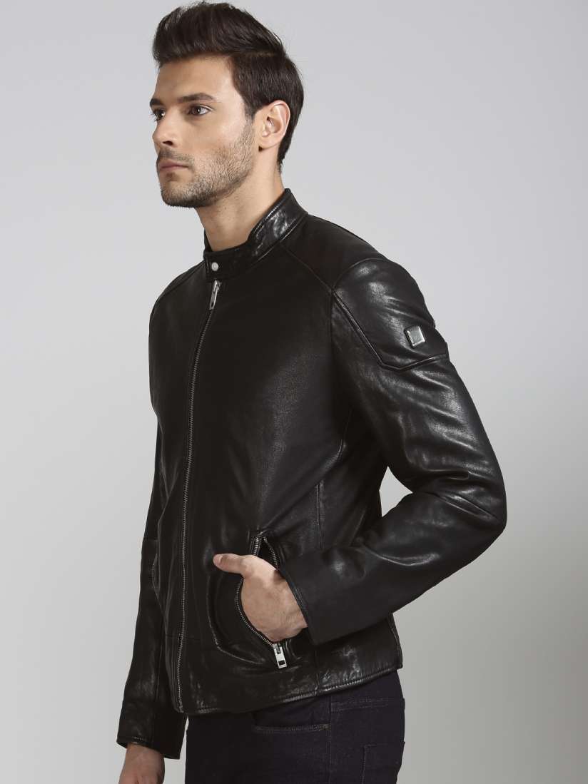 Boss orange leather jacket mens new arrivals