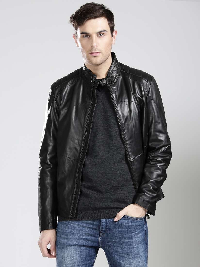 Buy BOSS Green Black C_Jaikido Lamb Leather Biker Jacket - Jackets 
