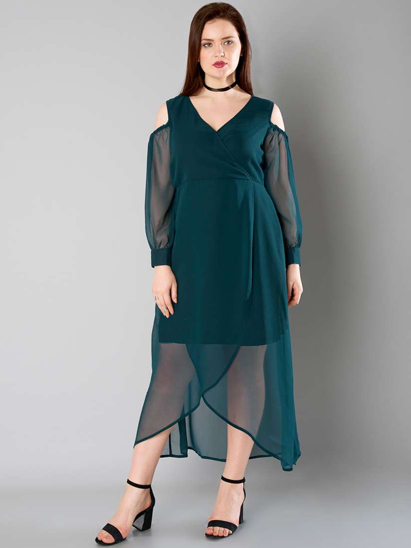 Buy FabAlley Curve Plus Size Women Teal Blue Solid A Line Dress Dresses for Women 1761659 Myntra