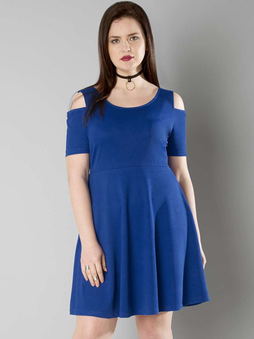 Buy FabAlley Curve Plus Size Women Blue Cold Shoulder A Line Dress Dresses for Women 1761672 Myntra