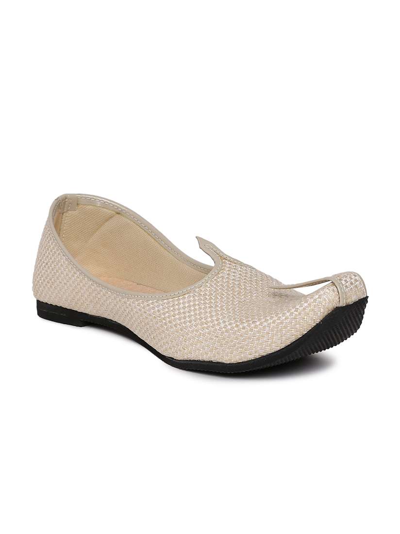 Buy PANAHI Men Cream Coloured Woven Mojaris Casual Shoes for Men 1761821 Myntra