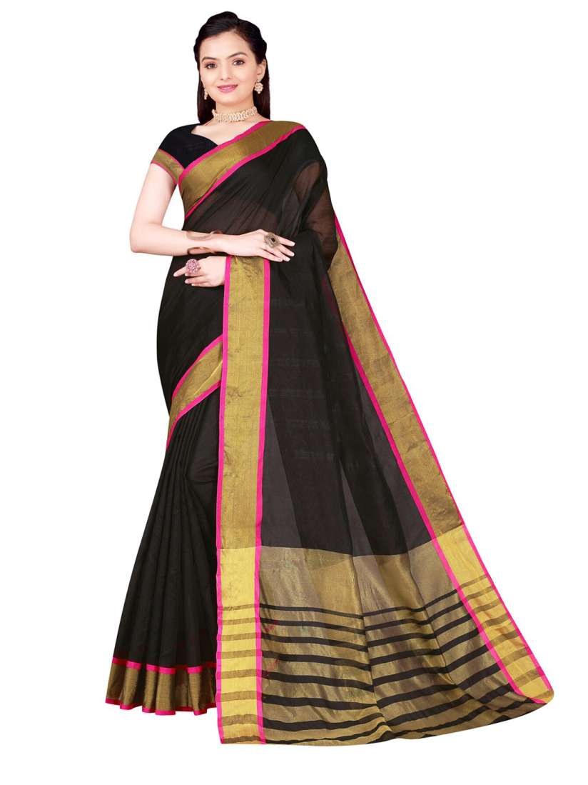 Buy Florence Women Black Solid Cotton Silk Saree Sarees for Women 17619150 Myntra
