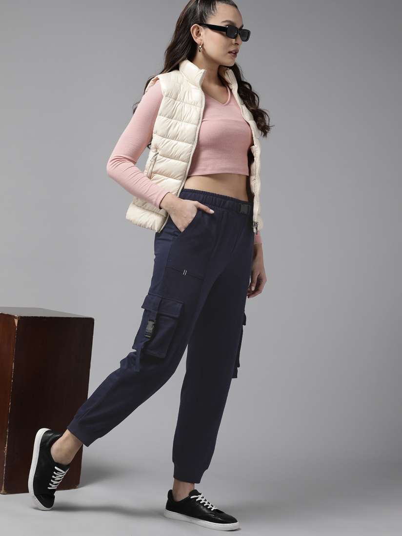 Buy The Roadster Lifestyle Co. Women High Waist Cargo Joggers Track Pants for Women 17628652 Myntra