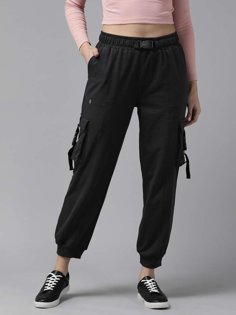 Buy The Roadster Lifestyle Co. Women High Waist Cargo Joggers Track Pants for Women 17628658 Myntra