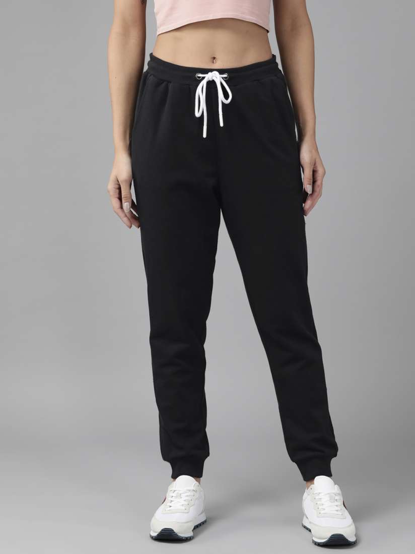 Buy Roadster Women Black Slim Fit High Rise Solid Joggers Track Pants for Women 17628766 Myntra