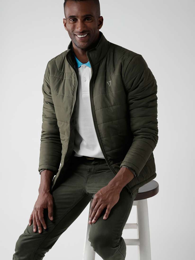 Buy SEVEN by MS Dhoni Olive Green FS Puffer Jacket Jackets for Men 1762941 Myntra