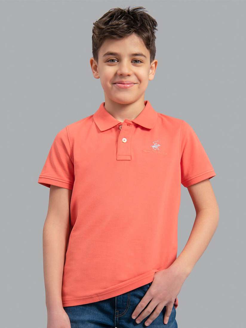 Boys coral polo top