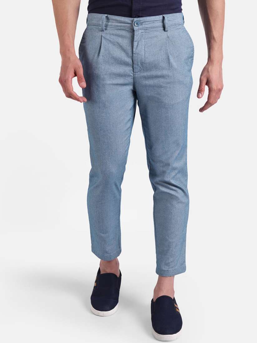 Mens blue cropped trousers shop
