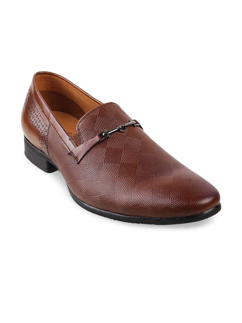 Buy DAVINCHI Men Tan Brown Textured Leather Formal Slip Ons Formal Shoes for Men 17641208 Myntra
