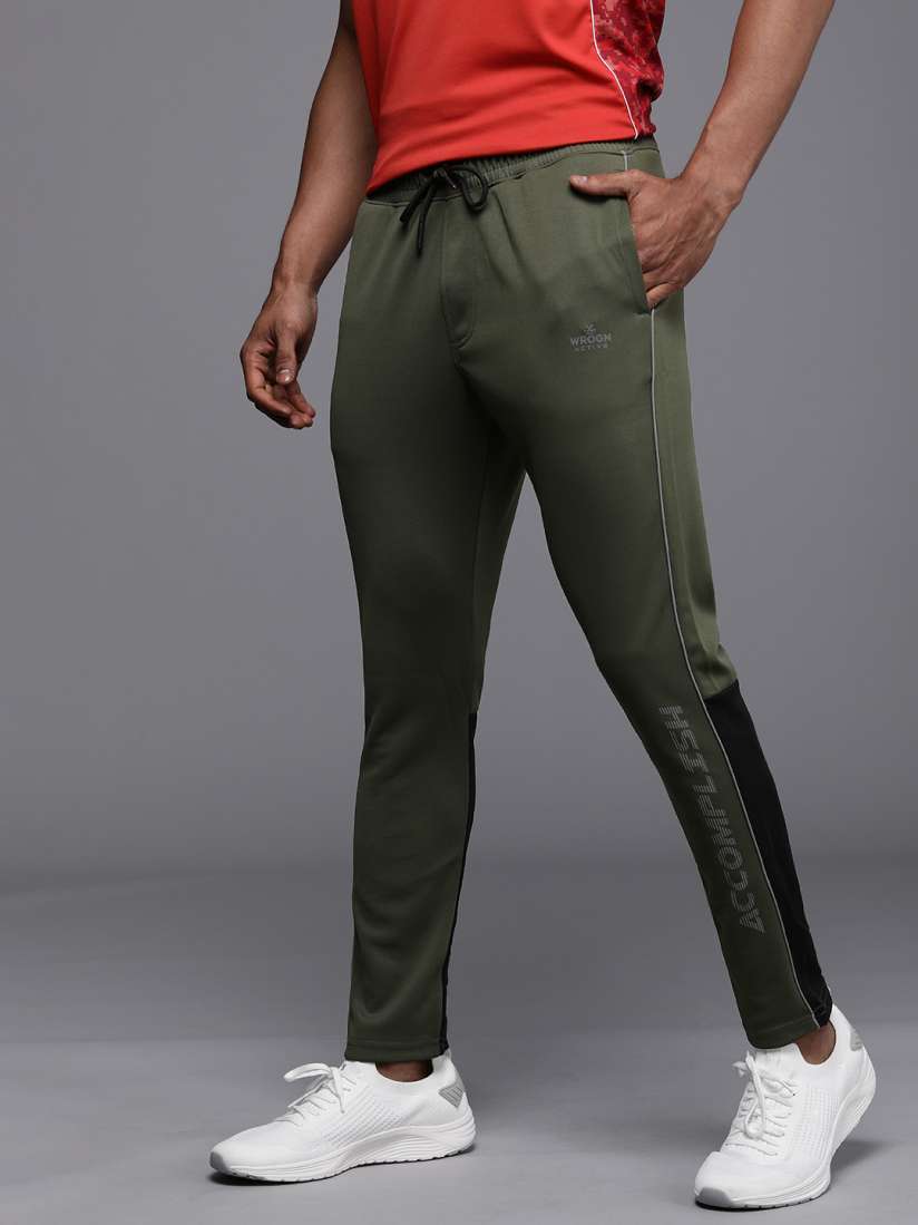 Buy WROGN ACTIVE Men Olive Green Grey Printed Track Pants Track Pants for Men 17641766 Myntra