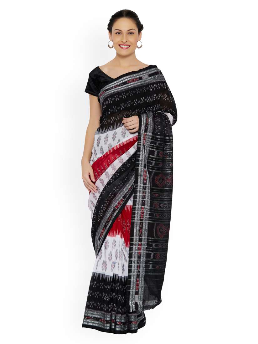 Buy Desi Weavess Black Sambalpuri Ikkat Handloom Cotton Traditional Saree Sarees for Women 1764262 Myntra