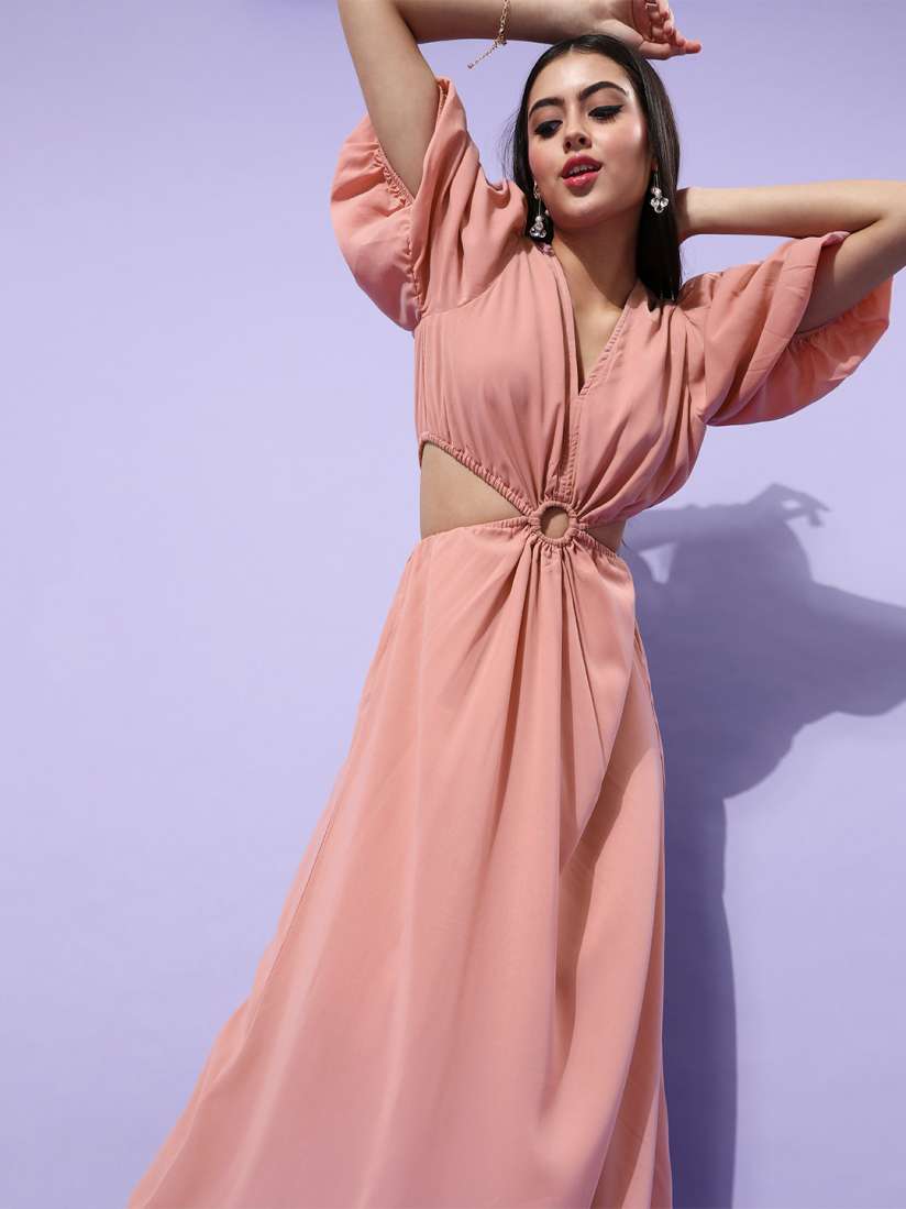 Peach cut out dress discount