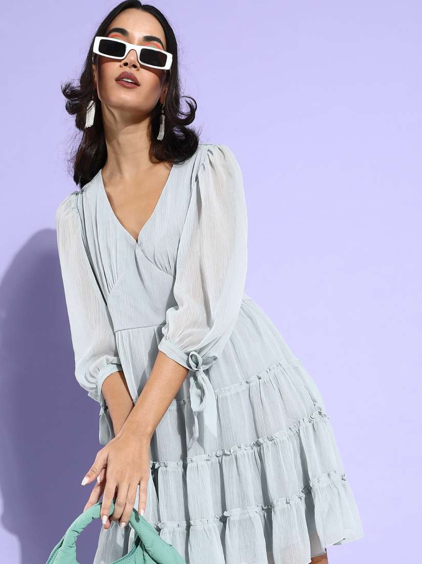 Buy Zink London Women Stunning Blue Solid Sun Dress Dresses for Women 17643914 Myntra