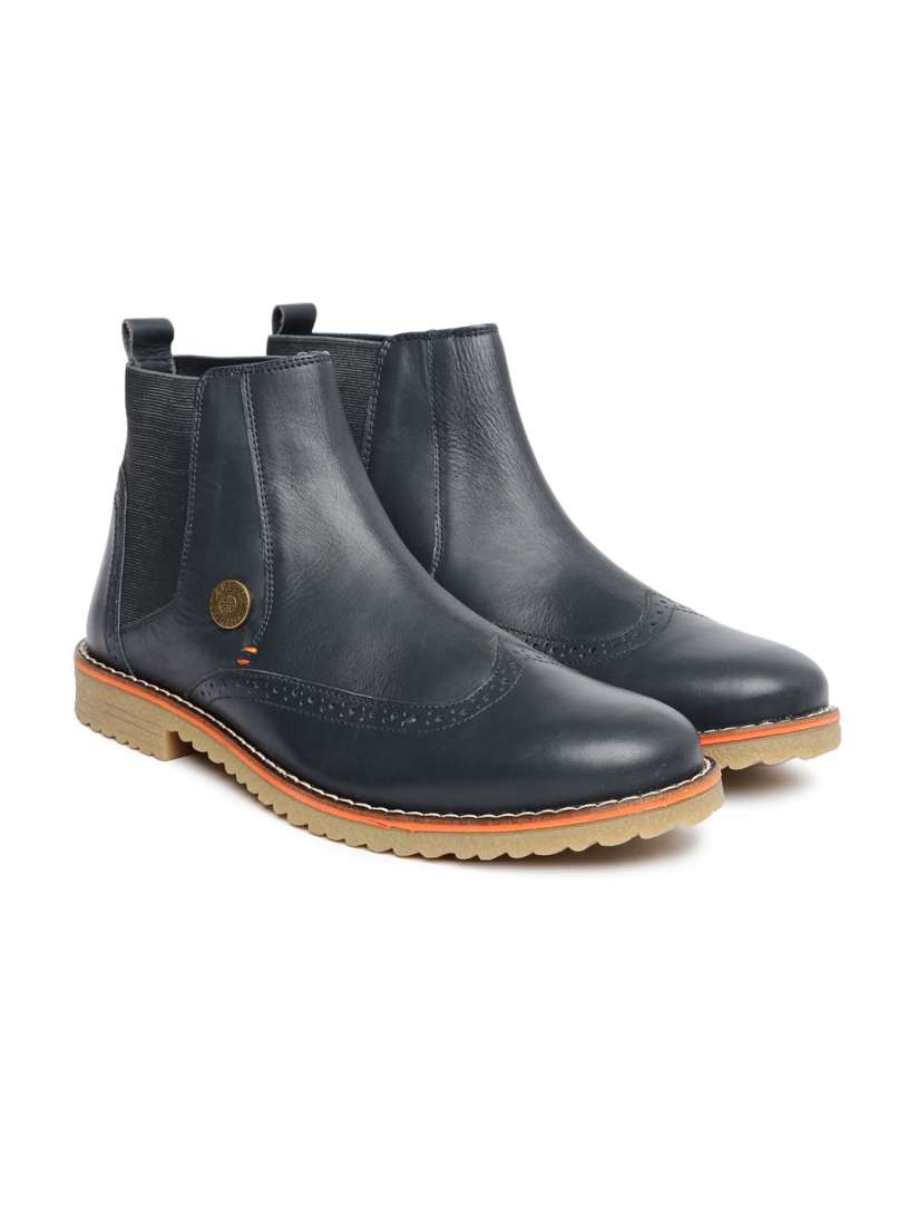 Buy Carlton London Men Navy Leather Flat Boots Boots for Men 1764540 Myntra