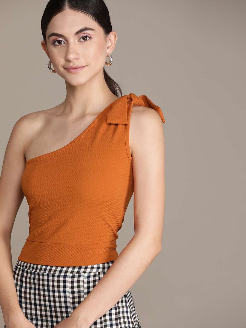 Ladies Tops One Shoulder Loose Top Shein One-shoulder High-Low Hem