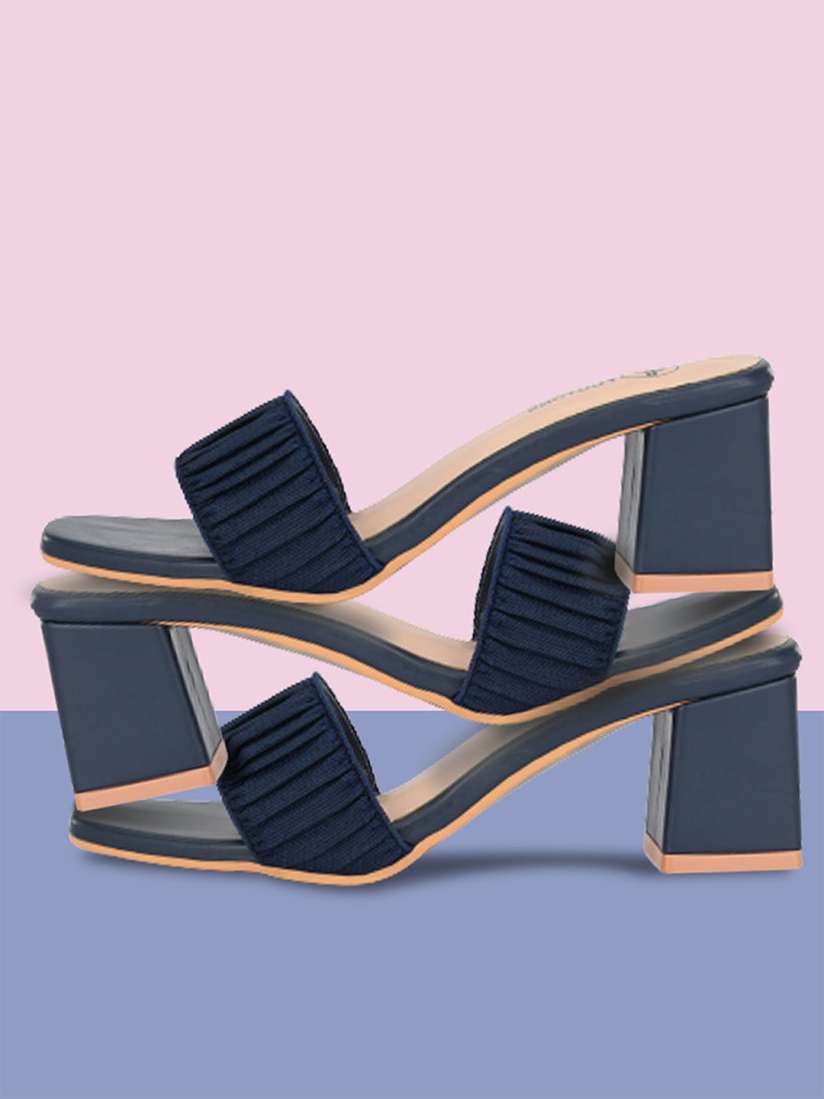Buy FOOTONS Women Navy Blue Block Heel Heels for Women 17647410 Myntra