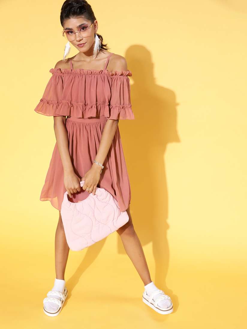 Buy Athena Women Elegant Rose Solid Sun Dress Dresses for Women 17647562 Myntra