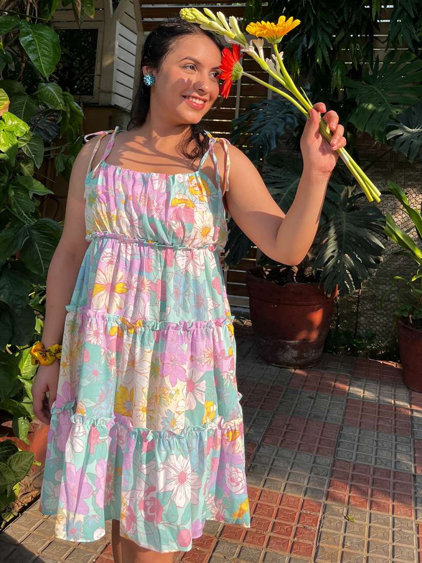 Buy Athena Women Gorgeous Green Floral Sun Dress Dresses for Women 17647574 Myntra