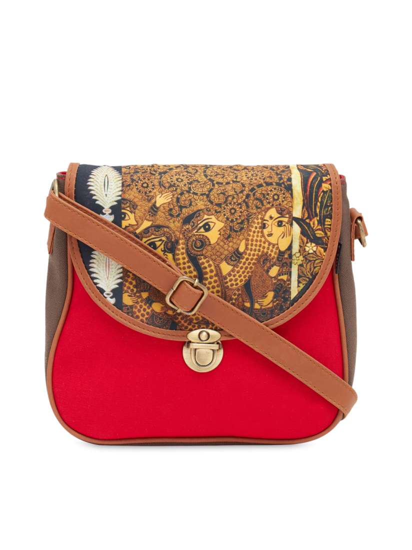 Buy HAQEEBA Red Brown Printed Sling Bag Handbags for Women 1765458 Myntra