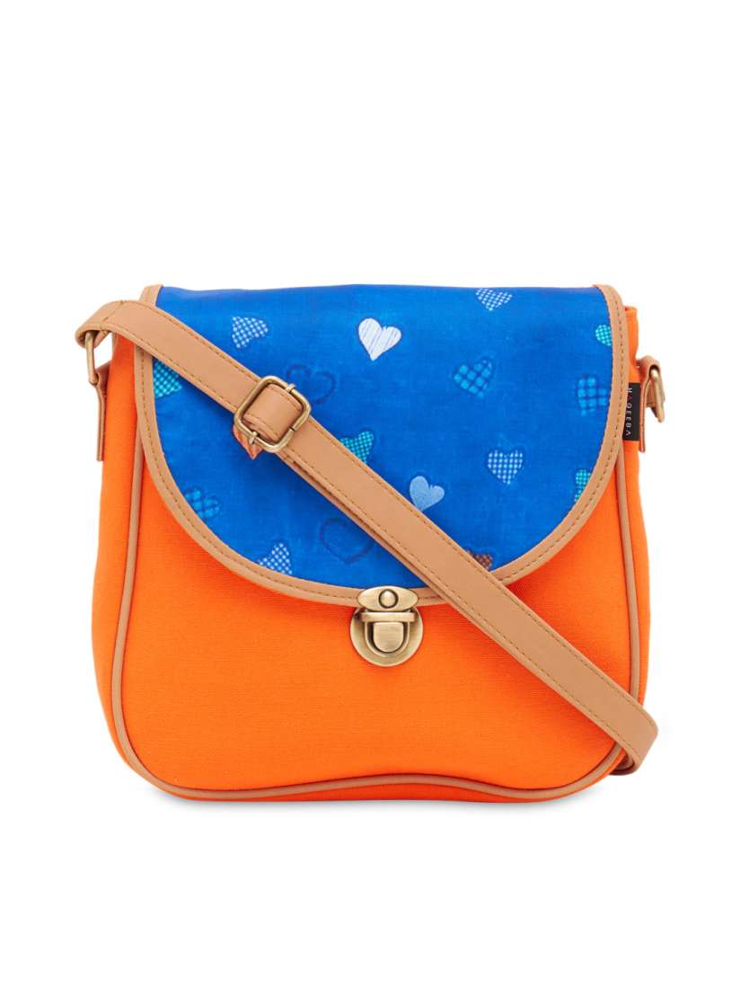 Buy HAQEEBA Orange Blue Printed Sling Bag Handbags for Women 1765474 Myntra