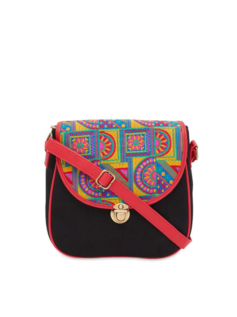 Buy HAQEEBA Black Green Jacquard Sling Bag Handbags for Women 1765488 Myntra