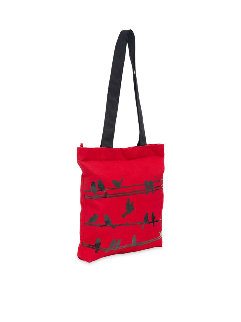 Buy HAQEEBA Red Black Printed Tote Bag Handbags for Women 1765500 Myntra