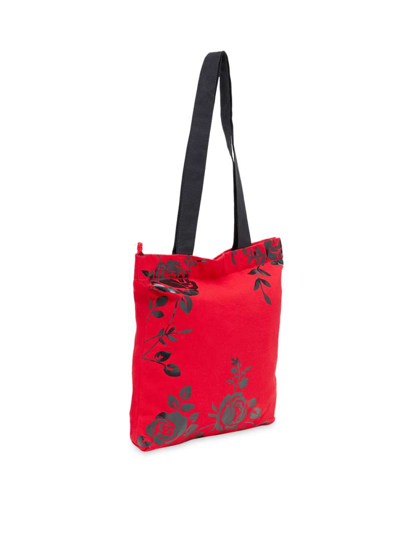 Buy HAQEEBA Red Black Floral Print Tote Bag Handbags for Women 1765510 Myntra
