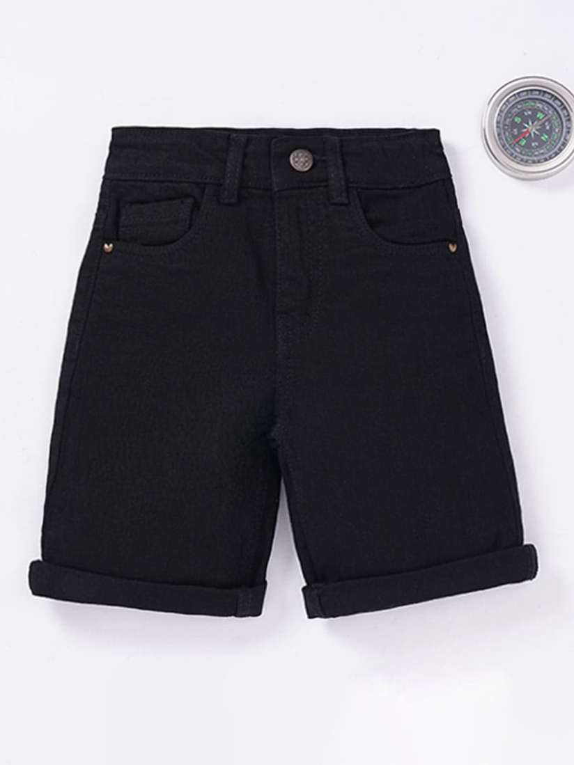 Boys black denim shorts online