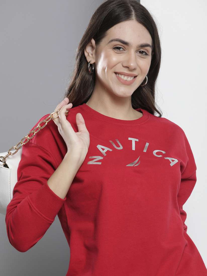 Buy Nautica Women Red Printed Sweatshirt Sweatshirts for Women 17670960 Myntra