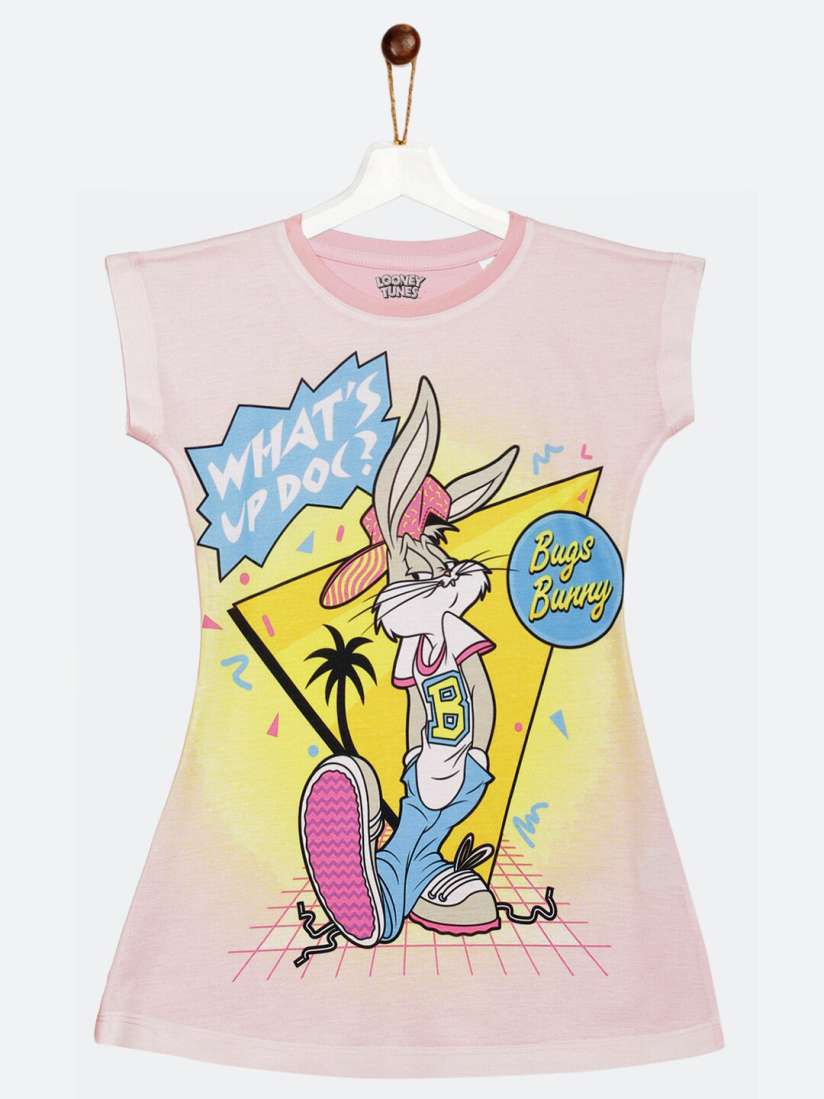Buy YK Warner Bros Girls Pink Bugs Bunny Print T shirt Dress Dresses for Girls 17676836 Myntra