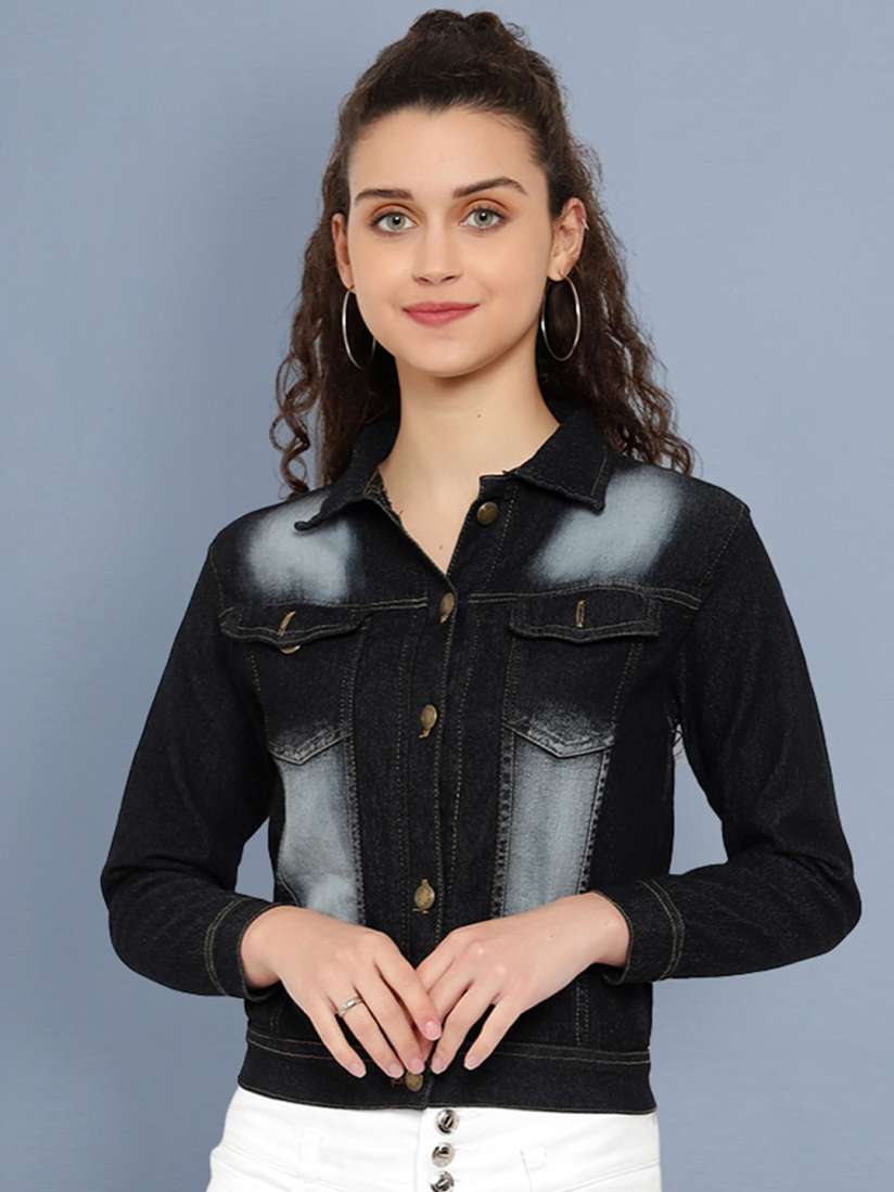 Buy BUY NEW TREND Women Black Washed Lightweight Crop Denim Jacket Jackets for Women 17685054 Myntra