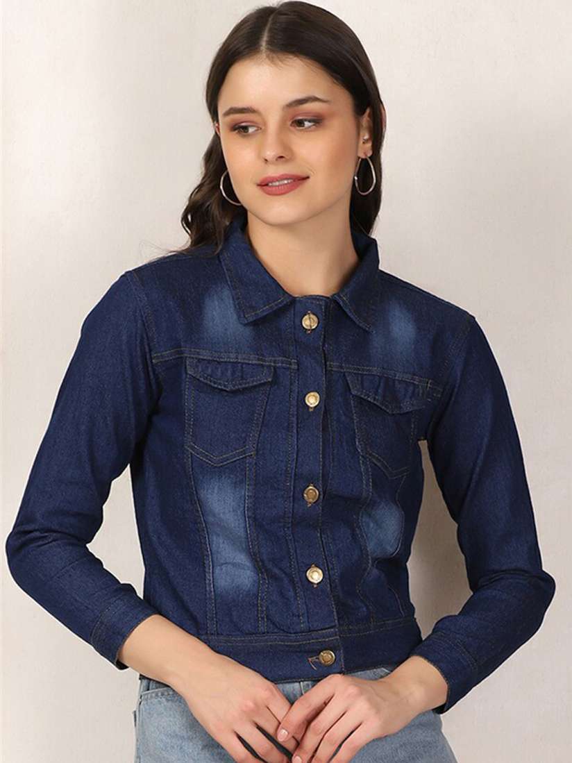Buy BUY NEW TREND Women Blue Lightweight Crop Denim Jacket Jackets for Women 17685064 Myntra
