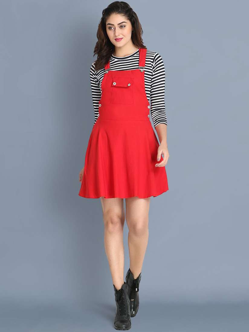 Buy BUY NEW TREND Women Red White Solid Cotton Dungaree Skirt With Top Dungarees for Women 17685240 Myntra