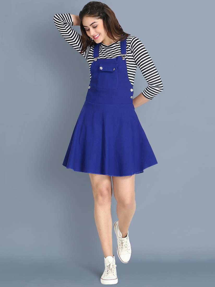 Buy BUY NEW TREND Women Blue Solid Dungaree Skirt With T Shirt Dungarees for Women 17685368 Myntra