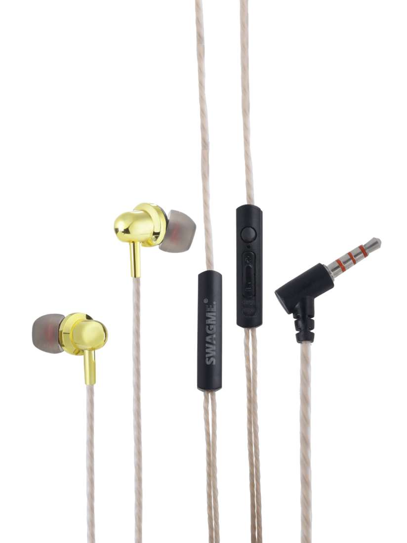 Buy SWAGME Gold Toned Black Solid In Ear Wired Earphones Headphones for Unisex 17688896 Myntra