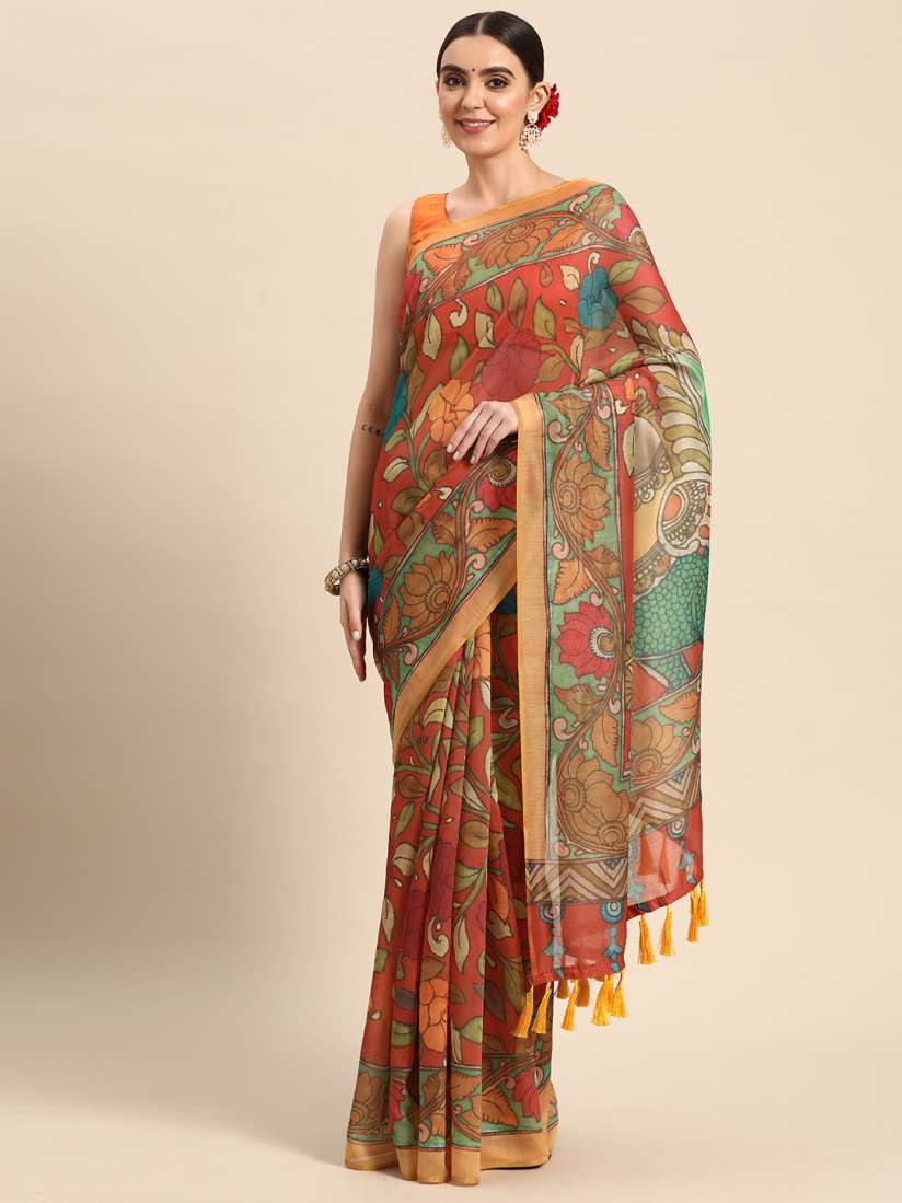 Buy Silk Land Kalamkari Saree Sarees for Women 17693062 Myntra