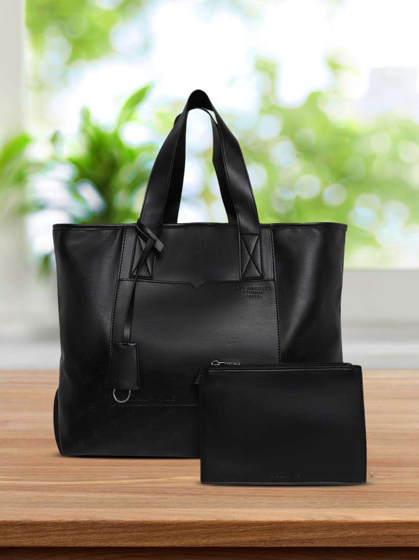 Buy KENDALL KYLIE Black Oversized Shopper Tote Bag with Tasselled Handbags for Women 17714294 Myntra
