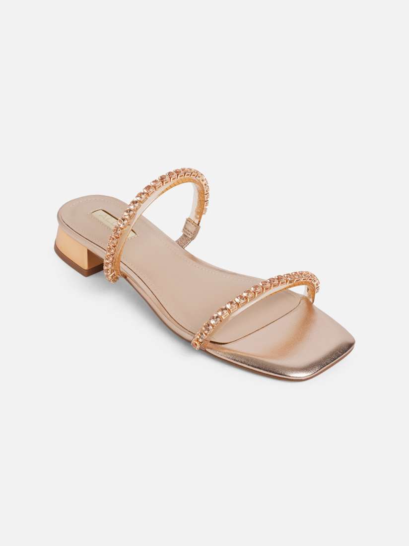Buy ALDO Gold Toned Embellished Block Sandals Heels for Women 17722184 Myntra