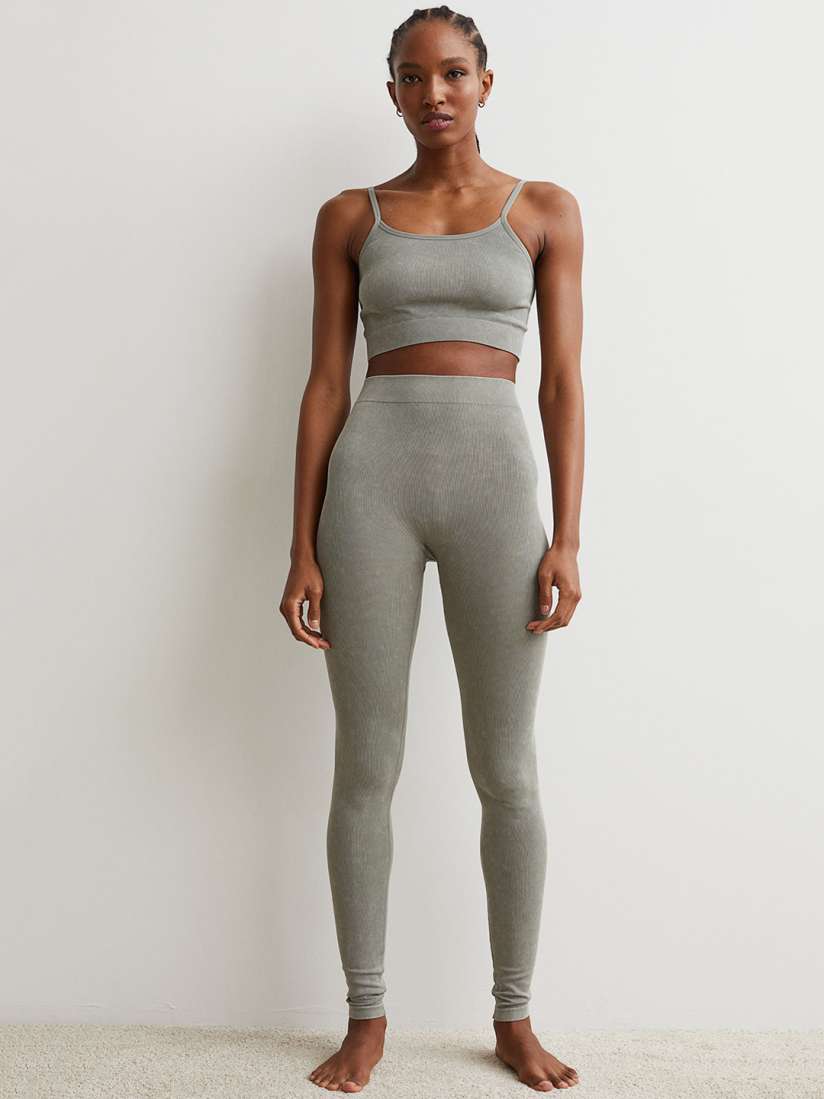 Grey ribbed leggings sales