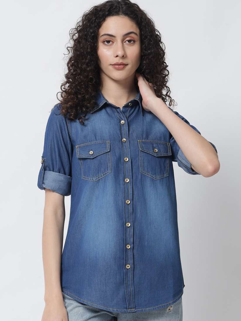 Buy Tulsattva Women Blue Denim Casual Shirt Shirts for Women 17728902 Myntra
