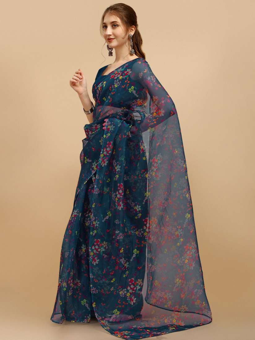 Organza saree myntra clearance