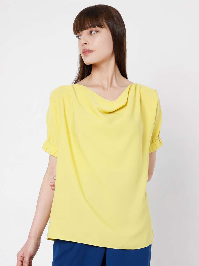 yellow cowl neck top