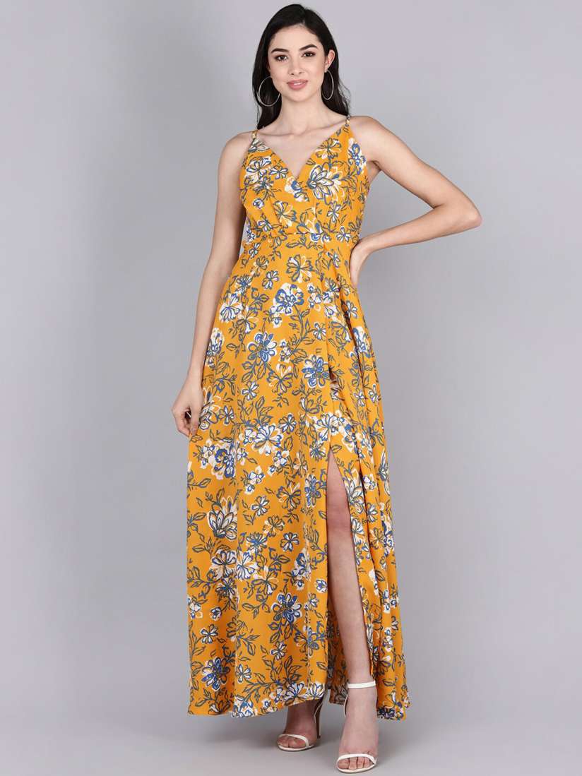 Yellow and blue maxi dress on sale