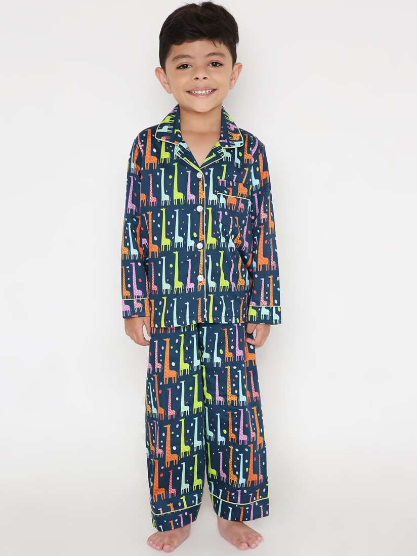 Buy Kidipoo Kids Blue Printed Pure Cotton Night suit Night suits for Unisex Kids 17740180 Myntra