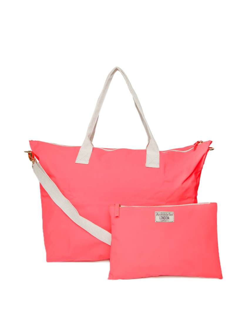 Buy Accessorize Pink Oversized Shoulder Bag with Zip Pouch Handbags for Women 1774094 Myntra