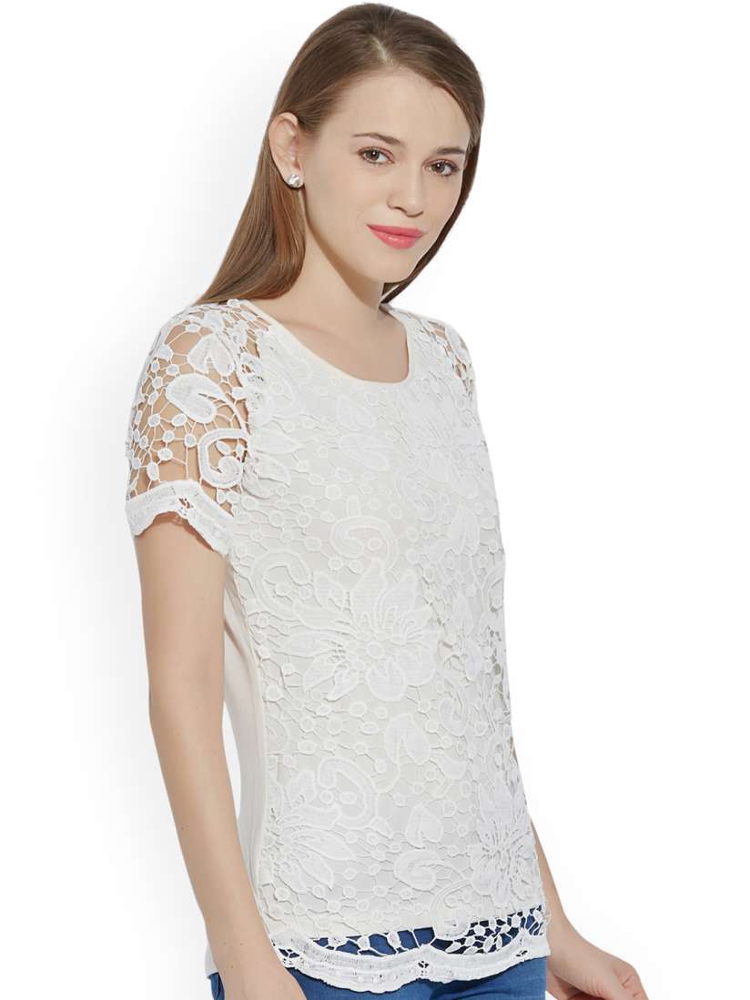 Buy Kraus Jeans White Lace Top Tops for Women 1774494 Myntra